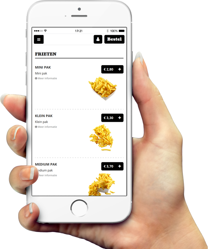 Voorbeeld van onze app op smartphone